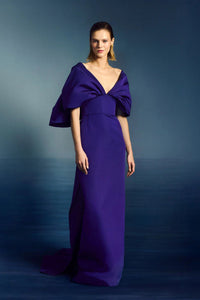 Her Trove-V Neck Crepe Long Dress