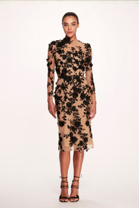 marchesa embroidered dress Embroidered Fringe Midi Dress