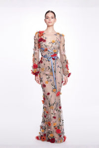 marchesa long sleeve dress Long Sleeve Corded Midi Dress Ivory / 16 / N76C3799