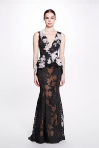Marchesa Couture Black Mermaid Sleeveless Evening Dress | HERTROVE Marchesa Couture Black Mermaid Sleeveless Evening Dress | HERTROVE