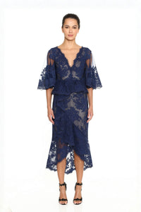 marchesa blue lace dress Auth Marchesa Notte Floral Dress Guipure Lace Blush Blue Embroidered $1295  Sz.2