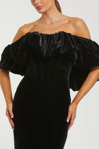 HerTrove-Off-Shoulder Velvet Corset Gown