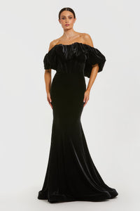HerTrove-Off-Shoulder Velvet Corset Gown