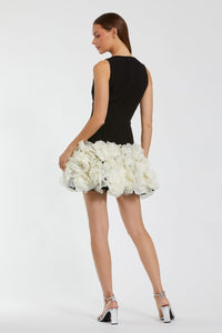 HerTrove-Sleeveless Mini Dress with Oversized Floral AppliquŽs