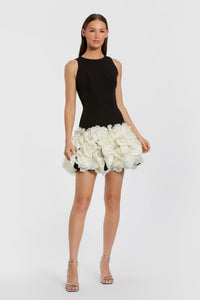 HerTrove-Sleeveless Mini Dress with Oversized Floral AppliquŽs