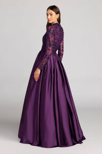 HerTrove-Lace-Embroidered Long-Sleeve Gown