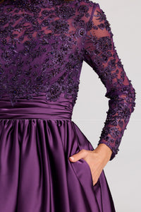 HerTrove-Lace-Embroidered Long-Sleeve Gown