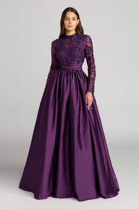 HerTrove-Lace-Embroidered Long-Sleeve Gown