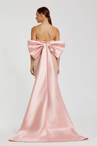 HerTrove-Strapless Sequin Gown with Satin Bow
