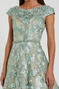 HerTrove-Cap-Sleeve Embroidered Gown