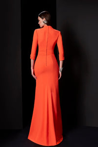 HerTrove-Square neckline crepe dress with feathers