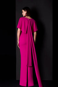 HerTrove-Overlay bodice mermaid crepe dress