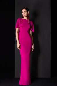HerTrove-Overlay bodice mermaid crepe dress