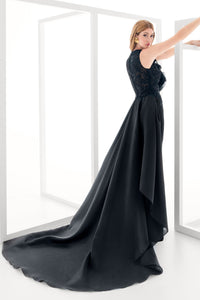 HerTrove-Crepe, organza and rhinestone tulle dress