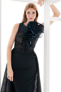 HerTrove-Crepe, organza and rhinestone tulle dress