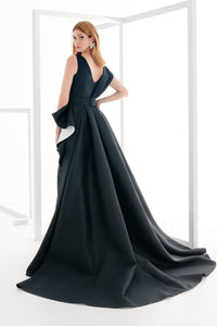 HerTrove-Piqué dress & overskirt with rhinestone appliqués