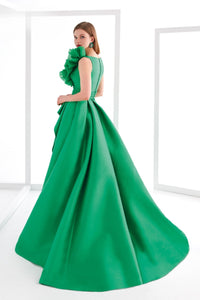 HerTrove-Asymmetrical Ruffle Organza Gown