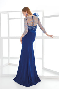 HerTrove-Ruffle Gown with Lace Sleeves