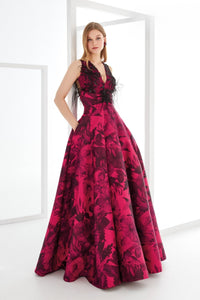HerTrove-Sleeveless Floral Gown