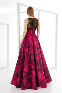 HerTrove-Sleeveless Floral Gown