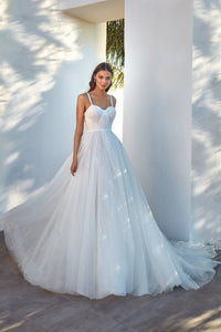 HerTrove-ball gown with sweetheart neckline and sheer straps
