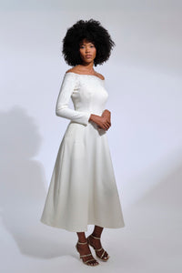 Her Trove-Off Shoulder Beaded Dress