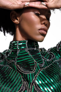 HerTrove-Sequin/crystal embroidered gown