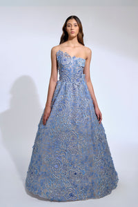 HerTrove-Raffia and beaded ball gown with 3D detailing