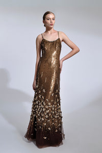 HerTrove-Spaghetti strap beaded gown