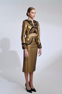 Her Trove-Long Sleeves Top With Skirt