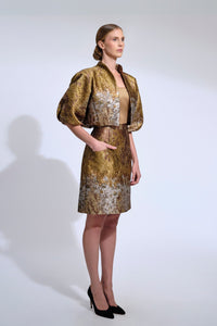 Her Trove-Brocade Bolero With Skirt