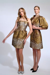 Her Trove-Brocade Bolero With Skirt