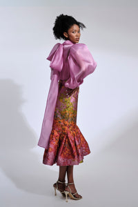 Her Trove-Puff Sleeves Shirt With Skirt