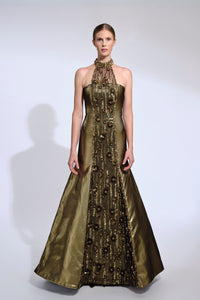HerTrove-Halter beaded mermaid gown