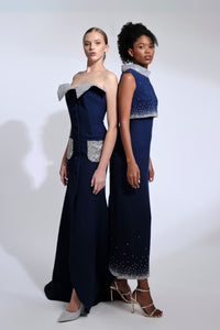 Her Trove-Beaded Collar Column Dress