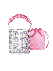 HERTROVE-Artisanal Metal Statement Clutch – Pink