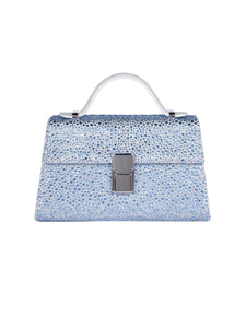 HERTROVE-Blue Nappa Statement Clutch with Single Compartment Interior