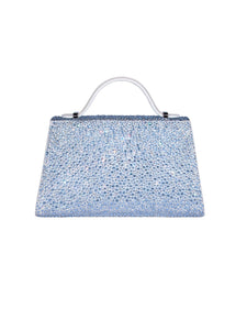 HERTROVE-Blue Nappa Statement Clutch with Single Compartment Interior