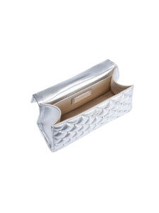 HERTROVE-Nappa Statement Clutch in Silver with Single Handles