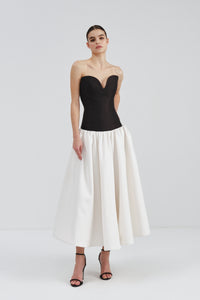 mikado midi dress Halfpenny London Strapless Pleated Mikado Midi Dress - Women - Ivory Dresses