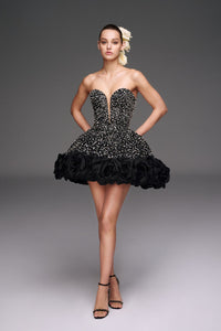 nicole and felicia mini dress Mikado Mini Dress with Crystal Detail