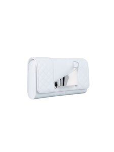 HerPorte-White Eiffel Matelass√© Clutch