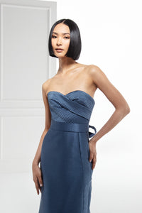 HerTrove-Strapless fine Italian mikado mermaid gown