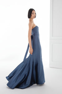 HerTrove-Strapless fine Italian mikado mermaid gown
