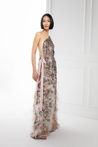 HerTrove-One-shoulder asymmetical neckline sheath gown