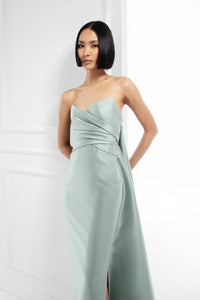 HerTrove-Strapless fitted fine Italian mikado gown