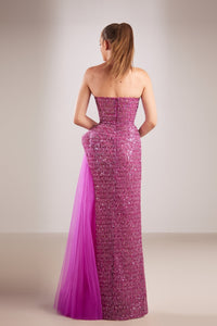 Her Trove-Asymmetrical neckline beaded gown