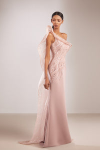 Her Trove-Ruffled neckline one shoulder dress