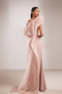 Her Trove-Ruffled neckline one shoulder dress