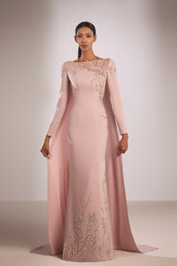 Her Trove-Long sleeves crepe gown